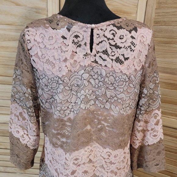 Stunning Floral Lace Top with Attached Pink Tank - Christopher & Banks - Picture 2 of 4